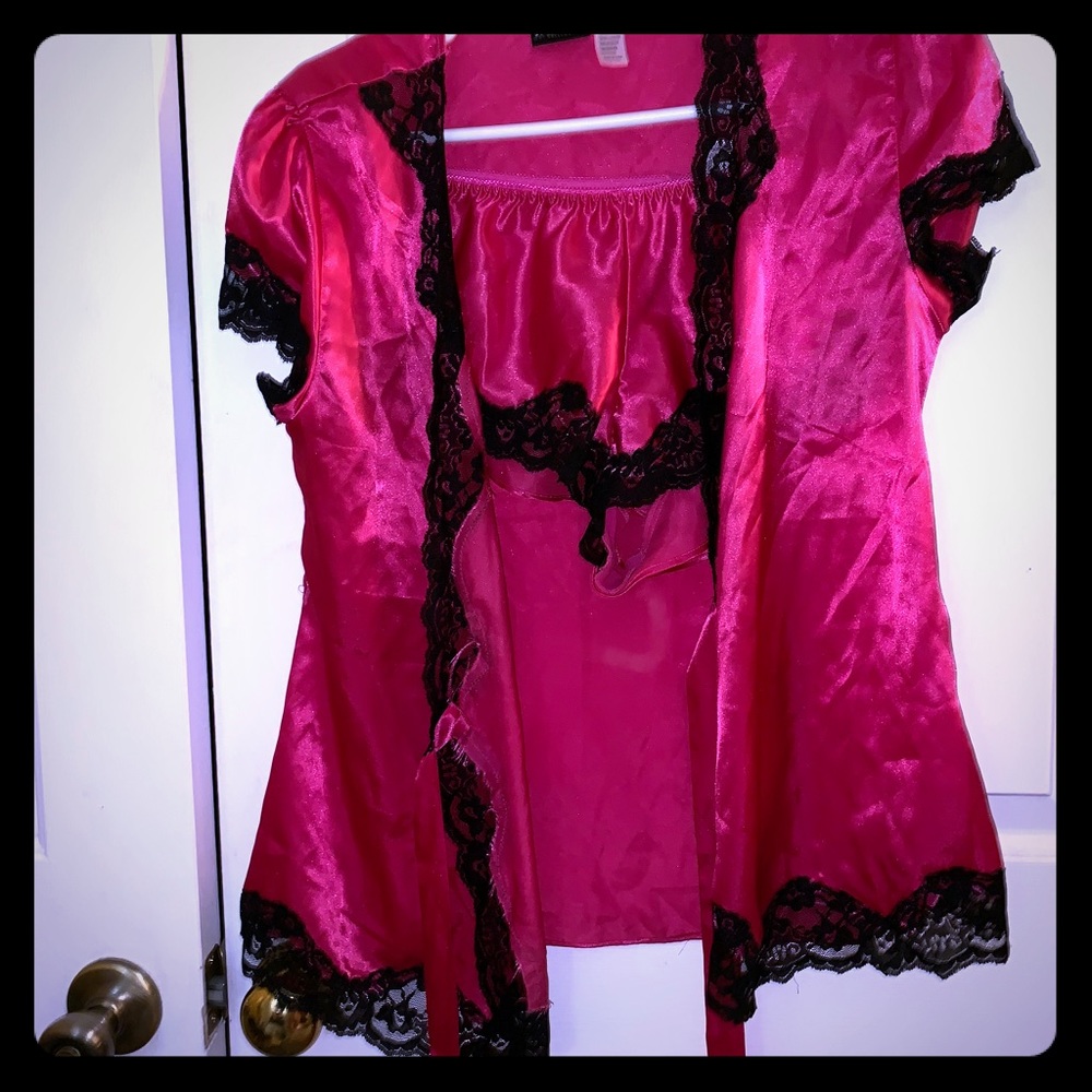 Hot pink and black lace Fredericks of Hollywood